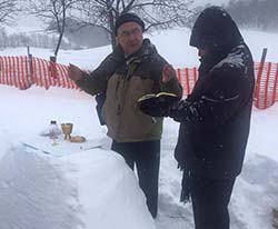 Sunday Mass in a snowstorm