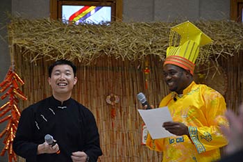 Hoang Do wears traditional Vietnamese outfit during a Lunar New Year celebration